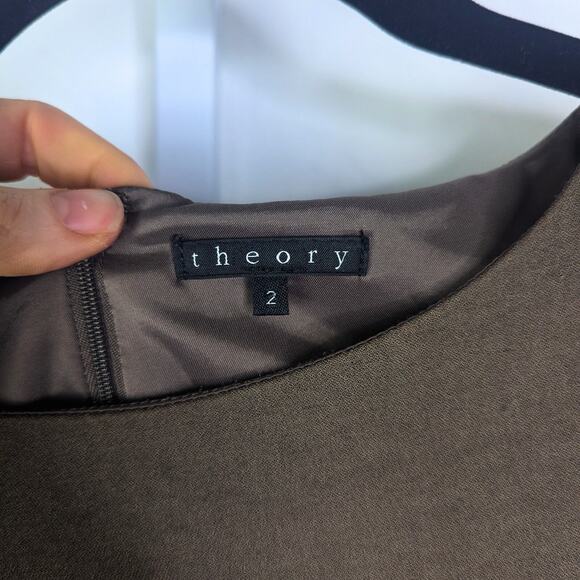 Theory Dress Womens 2 Brown Academia Smart Casual Polished Minimalist Career - Picture 3 of 9